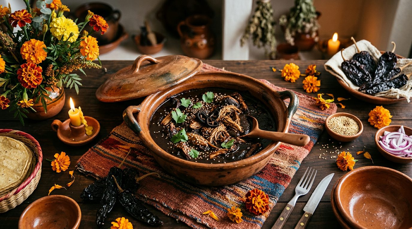 Traditional Mexican clay pot meal